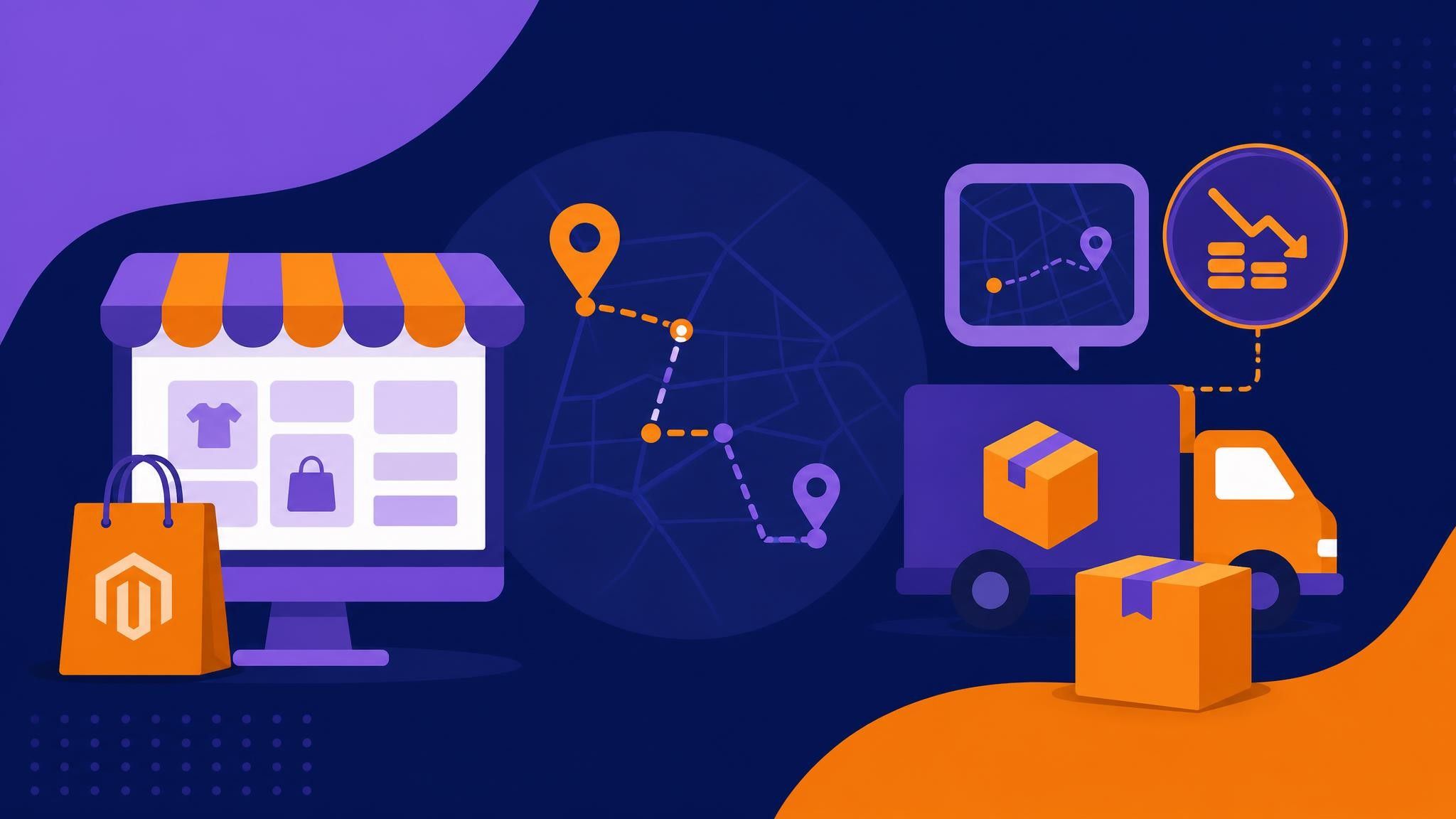 Como lojas Magento 2 reduzem custos com otimização inteligente de rotas e rastreio
